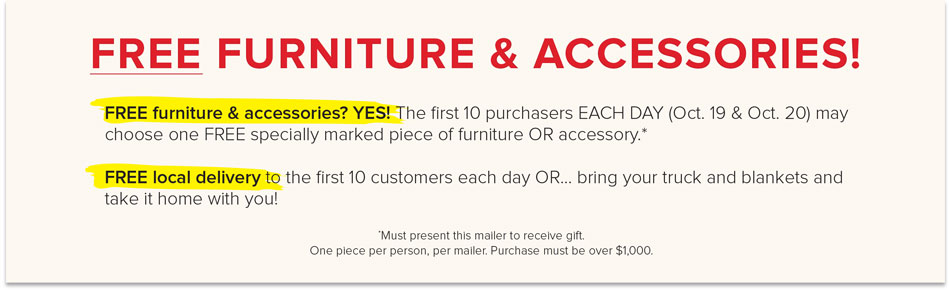 FREE FURNITURE AND ACCESSORIES