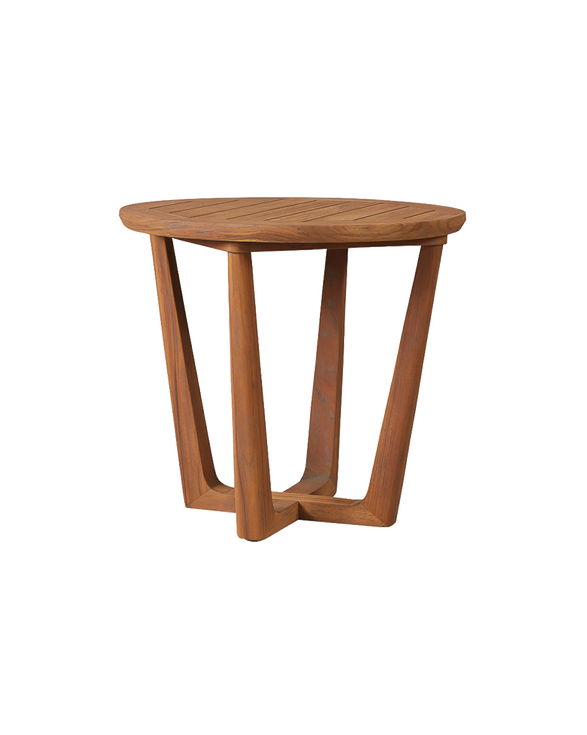 Teak 24" Round Sled End Table