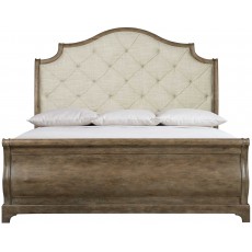 Rustic Patina Upholstered Sleigh Bed